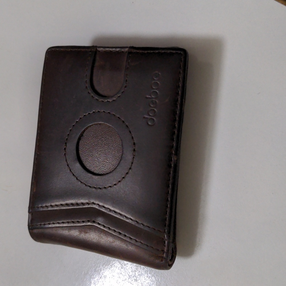 A worn leather wallet